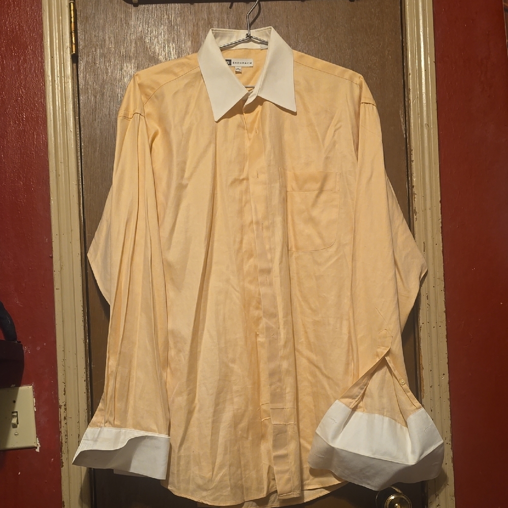 Bachrach Men's Light Orange Dress Shirt with White Collar